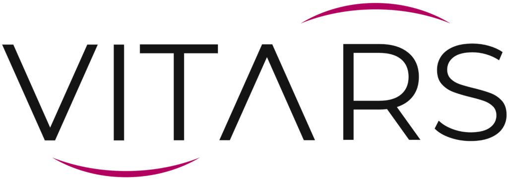 Vitars' logo in dark gray and magenta