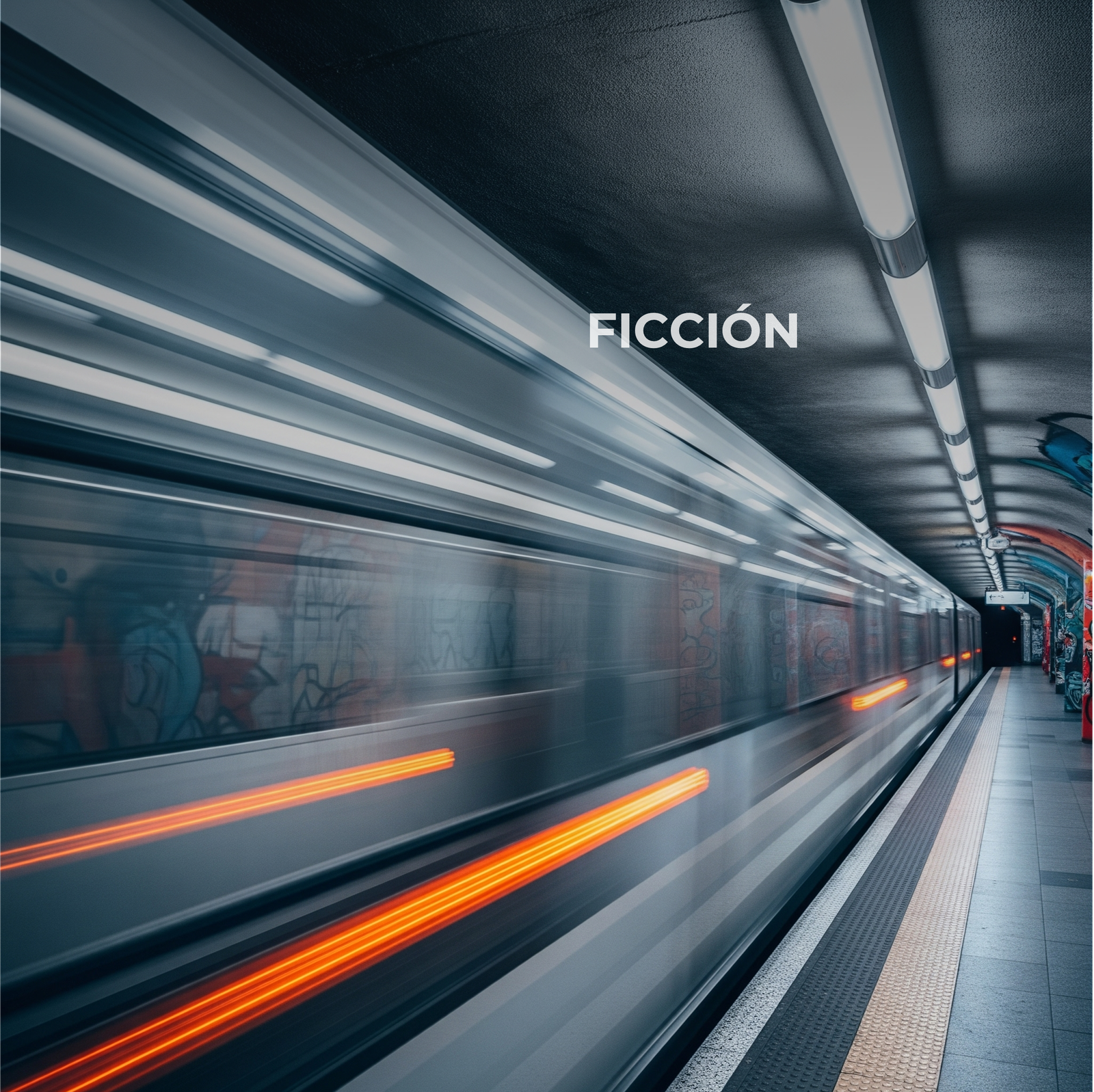 Un tren entra a una estación de metro a gran velocidad, creando un efecto de movimiento borroso. Imagen principal para el cuento de ficción "Costumbre".